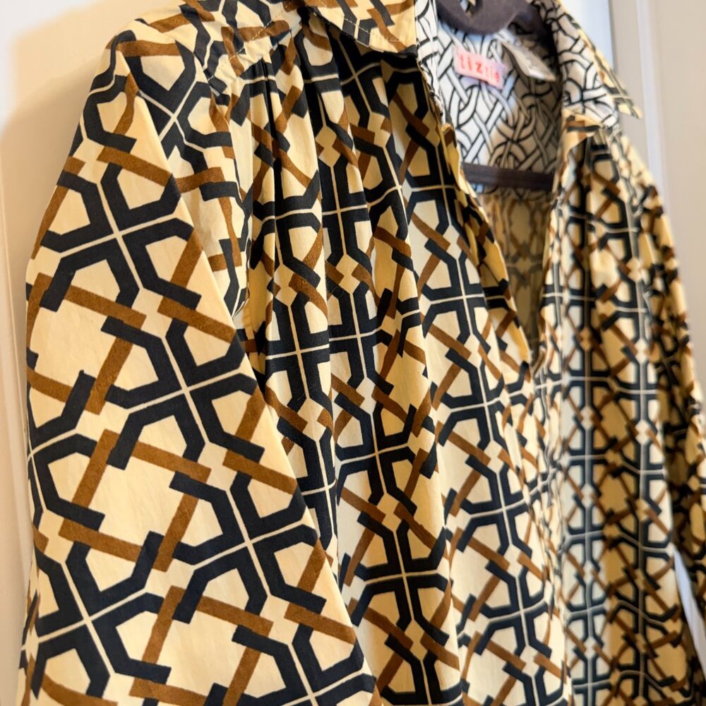 Tizzie Geometric Button-Front Shirt Dress Size S - Picture 5 of 10